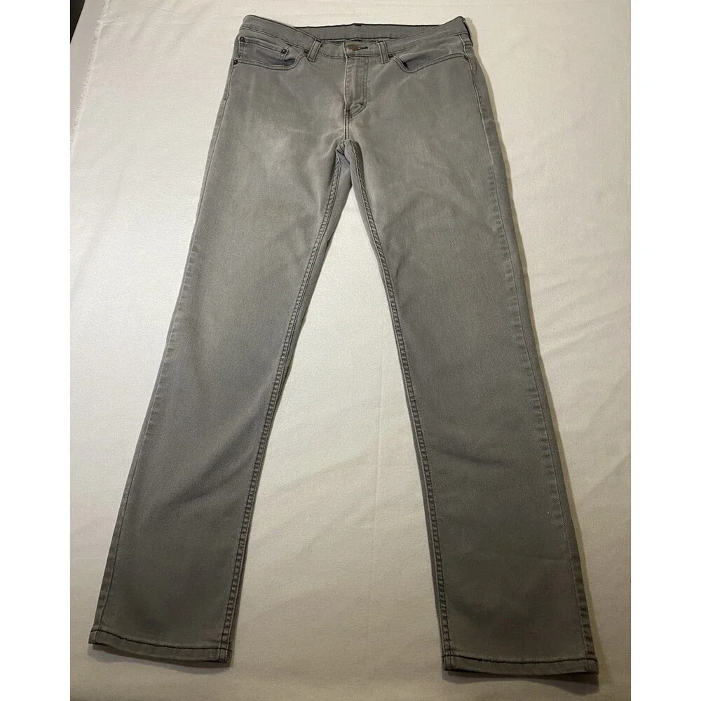 Levi's 511 Slim Fit Straight Leg Stretch Gray Denim Jeans Mens Size 34 X 34